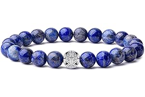 MetJakt Naturelles 8mm Pierres Bracelet précieuses deavec Cristal Bangle en perles avec pendentif en Argent Sterling 925 Pendentif Double Bonheur