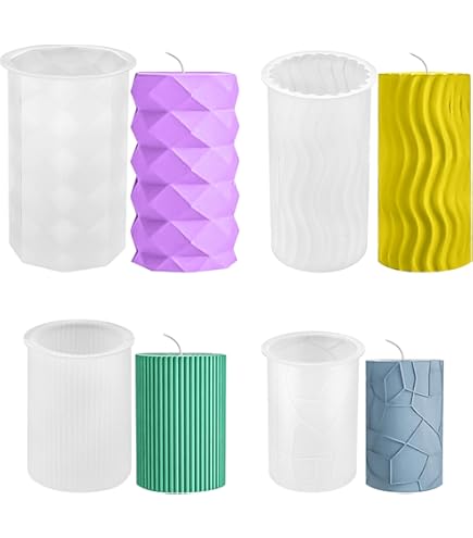 WYAHYQ 4pezzi Stampo Per Candele Stampi In Silicone Grande Stampo Per Candele A Colonna