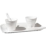 SELETTI Set: 2 Bicchierino Caffe'+2 Palettine+1 Vassoio Cm.13X20 in Porcellana