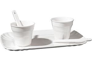 SELETTI Set: 2 Bicchierino Caffe'+2 Palettine+1 Vassoio Cm.13X20 in Porcellana