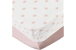 BabyCalin - 2er Set Spannbettlaken Rosa/Stern 70x140x17cm