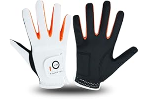 FINGER TEN Golf Gloves Kids All Weather Soft for Left and Right Hand Rain Grip Breathable Value Pair, Golf Gloves for Girls Boys Wear-Resistant Non Slip Comfortable Color Black Green White