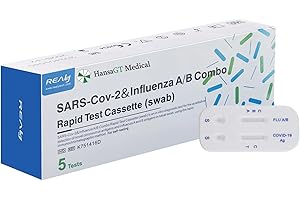 ‎HANSAGT MEDICAL REALY Corona Schnelltest und Grippe Test für Zuhause Covid 19 & Influenza A/B Combo Rapid Test Cassette, Antigen Selbsttest für zu Hause 5 Stück（1er Pack）+E-Book (über Gesundheit)