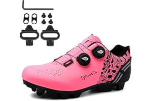 PENXZT Chaussures de Cyclisme VTT pour Femme compatibles avec Pelaton Look SPD SPD-SL Delta Cleats, Respirantes Chaussures de Vélo Unisexes Vélo de Route en Extérieur