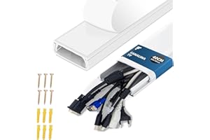 shinfly Canalina TV 0.4m – Canaline in PVC per Copricavo da Parete, Nasconde Fino a 1~10 Cavi, Canalina Autoadesiva – Ideale per l'installazione di TV – 40cm(L) x60mm(l) x18mm(h) - Bianco