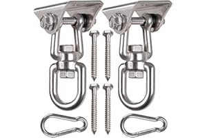 WAREMAID 2 Pezzi Gancio per Soffitto, 360° ruota Ancoraggio da Parete Acciaio Inossidabile Staffa, Gancio Sacco da Boxe per Parco Giochi, Gym, Corda, Amaca Sedia,Yoga Altalena, Sedie Sospese, 450kg