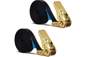 2 Pièces 15m Sangle d'Arrimage, BetterJonny Sangle à Cliquet avec Boucle de Serrage 1000KG Sangle de Fixation,Largeur de Sangle 25 mm,Sangle à cliquet avec cliquet pour Fixation Voiture Moto(Schwarz)