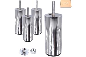 SKIR'CO (4 szt. metalowych mebli, nogi 12 cm ze śrubą M8, błyszczące chromowane nóżki meblowe, okrągła noga sofy z nakrętkami (4, wysokość 120 mm)