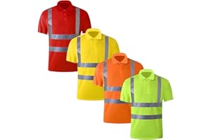 UNOSHENG Warnschutz T Shirt Herren Orange - Arbeits T-Shirt Herren Kurzarm Warnschutz Arbeitskleidung Reflektierendes Band Warnshirt Atmungsaktiv Warnschutzshirt Poloshirt Arbeitsshirt Sichtbarkeit Hemden