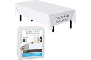 RINOZO Table Protector Pad with Flannel Backing, Heavy-Duty Vinyl Table Padding Under Tablecloth, Waterproof, Heat Resistant, 137 x 229cm Rectangle