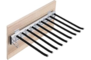 SUPAWAY Wysuwany wieszak na ubrania ze stali nierdzewnej wysuwany wieszak na ubrania wieszak na ubrania z antypoślizgową flokowaniem wieszak wyciągany 9 pozycji po lewej stronie, oszczędność miejsca