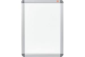 Nobo Tablón de Anuncios de Pared con Marco Tamaño A3, Protección Antirreflectante, Elegante Marco de Aluminio, Color Plata, 1902213