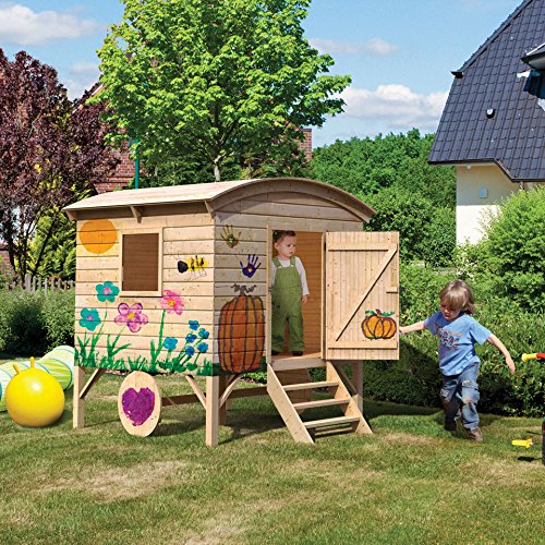 Preisvergleich Produktbild Karibu Kinderspielhaus Bauwagen natur