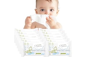 Simply Gentle Organic - Baby Wipes, 100% Organic Cotton with 99% Water Formula - Soft & Hypoallergenic, Suitable for Newborn - Chemical Free, Biodegradable,Dermatological Tested - 52 (Pack of 12)