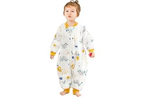 Hovineumoo Sacco Nanna per Bambini, 2.5 Tog Sacco Nanna per Neonati con Maniche Lunche Asportabile, Sacco a Pelo Invernale Autunnale, Sacco Nanna Cotone Biologico,Varie Dimensioni da 6 Mesi a 3 Anni