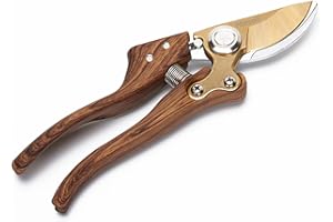 Horsvill Garden Shears, Pruning Scissors Made of Japanese SK4 Steel Blades, Garden Secateurs for Heavy Duty, Garden Snips and Flower Plants Clippers, Professional Pretty Garden Tools (Wood Grain)