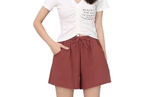 Jamron Donna Estate Traspirante Cotone Lino Pantaloncini Coulisse Elastico in Vita Shorts con Tasche