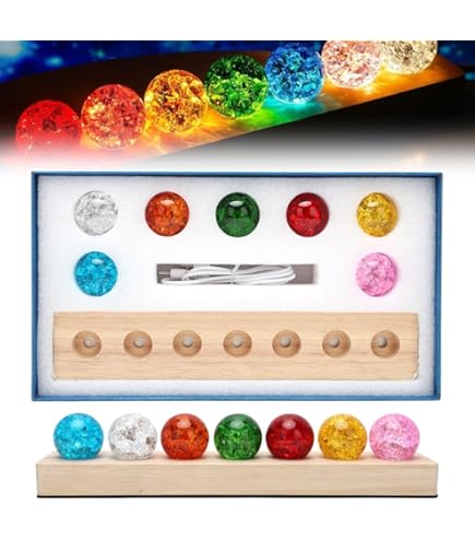 DaMohony 7 kleurrijke glazen kristallen bal, 40 mm kristallen