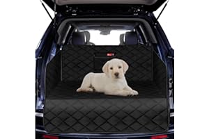 JUST PET ZONE Pet Boot Liner Protector, 4 Layers Quilted Waterproof Machine Washable & Nonslip Backing with Bumper Flap Protection- for Cars, Trucks & SUVs (Black)