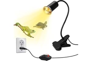 WPQIUZS Schildkröte Wärmelampe für Aquarium Reptilien mit 240CM Kabel UVA UVB Lampe Terrarium mit Clip Reptilien Heizlampe mit 40CM Einstellbar Schwanenhals E27 Wärmestrahler Aquarium Tiere(Keine Glühbirne)