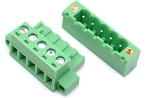 Oiyagai 10 Set 5,08 mm Raster Rechter Winkel 5-Pin PCB Steckerbare Terminalblock-Anschlüsse Grün