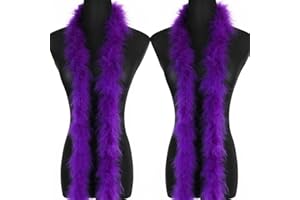 CHAOJUKJ 2 Pcs 2 Yards 20G Purple Fluffy Marabou Feather Boa for Women Boa DIY Craft Sewing Trim Home Wedding Party Christmas Decoration