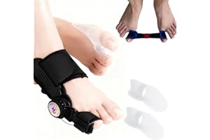 QIDUHUQI Hallux Valgus Korrektur Set, Upgrade Version mit Verstellbarer Hallux Valgus Schiene, Zehenstreckerband, 2X Silikon Zehenspreizer, Reduziert Hallux Valgus Belastung für Tag und Nacht Unisex