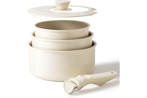 Redchef Lot de 3 Casseroles avec Poignées Amovibles, Casseroles en Céramique, Anti-adhésives 16/18/20 cm et couvercle de fermeture 3 EN 1, passe au four, sans PFOA, Tous feux dont induction