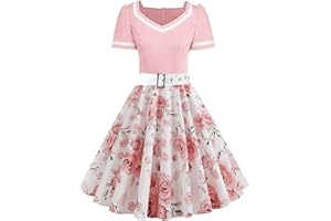 Babyonlinedress Femme Robe de Soirée Chic Jointif avec Ceinture Vintage rétro année 50s pin-up Rockabilly Swing à Pois