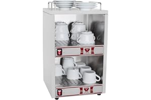 Beeketal 'BTW-2' Profi Gastro Tassenwärmer elektrisch für bis zu ca. 72 Tassen (je nach Tassengröße), 2 Fächer getrennt regelbar, konstante Wärme mit nur 2 x 70W, (B/T/H): ca. 325 x 320 x 550 mm