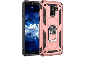 KOUYI Cover Samsung Galaxy A8 2018,Custodia 360° Girevole Regolabile Ring Armor Bumper TPU Case Magnetica Supporto Silicone Custodie per Samsung Galaxy A8 2018 (Oro Rosa)