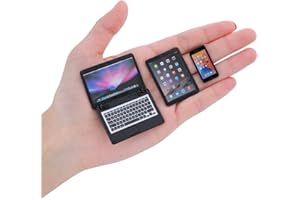 cobee Lot de 3 Mini Figurines en métal pour Ordinateur Portable, Tablette, Smartphone - pour Maison de poupée, Miniatures, scène d'ordinateur, Accessoires de Meubles de Maison de poupée