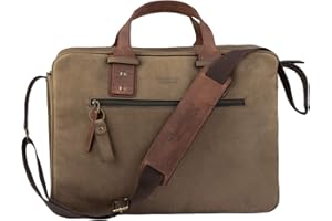 Schoolmaster by Ruitertassen Premium Bag - olive, Luxus Ledertasche & Aktentasche im Xl-Format, viele Innenfächer, Umhängetasche & Laptoptasche für Damen & Herren, Lehrertasche