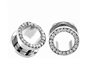 Decentraland Bianco Nero Blu Chiaro 3 paia In Acciaio Inox O Misuratori Orecchio Cubico Zirconia Tunnel Orecchie Tappo A Vite Gioielli