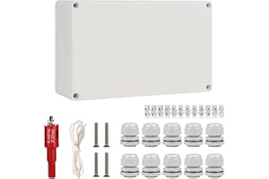 CPROSP Abzweigdose Wasserdicht IP66 Feuchtraumdosen Aufputz-Abzweigkasten 200x120x55mm für Ø6-12 mm, mit 10x Kabelverschraubungen, abzweigdose obo mit Lochsäge 20mm