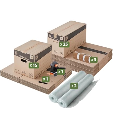 Kit Déménagement T3 Renforcé LA TRIBU DU CARTON - 40 Cartons + Film Bulles + Adhésif