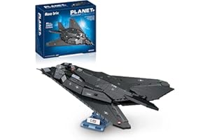 MAVO BRIX Aereo da Caccia F-117A Nighthawk, per Adulti – Jet da Combattimento Stealth da 20", Aeronautica Militare Planet con Supporto Espositivo, Compatibile con Lego, 1375 Pezzi