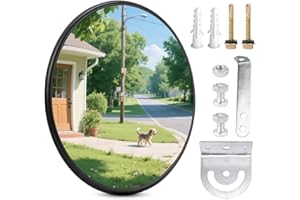 ZINUEEN Specchietto stradale, grandangolo, 30 cm, specchio convesso per uscite, specchietto retrovisore regolabile parabolico, per garage, traffico, vialetti, ufficio, cortile, magazzino