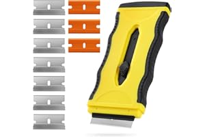 KIEMEU Ceranfeldschaber mit 10 Ersatzklingen Glaskeramik Schaber für Cerankochfeld Reiniger Herd Kratzer Glasschaber Ceranfeld, Doppelende