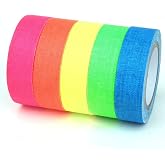 GOTRUST 5pcs UV Fluorescent Tape, Neon Gaffer Fabric Tape, Black UV Reactive Adhesive Tapes, Blacklight Neon Tape for Party D