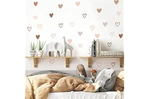 funlife 72 Pezzi Boho Cuori Adesivi Murali, Autoadesivo Cuore Adesivi da Parete, Pastelli Cuori Abbozzati Carta da Pareti Bambini Ragazze Camerette Camera da Letto Asilo Nido Decorazione