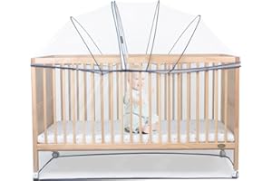 Beberoad Moustiquaire Universelle pour Berceau/Berceaux/Lit Parapluie Bébé, Tissu à Mailles Fines, Simple à Installer(Blanc, 91 * 145 * 145CM)