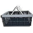 Collapsible Reusable Plastic Grocery Shopping Basket, Small Foldable Storage Crates with Handles
