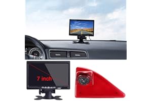 KALAKASS Troisième monté sur Le Toit Haut Lampe Frein lumière arrière Caméra de recul Peut Ajuster l'angle Vision Nocturne Infrarouge pour Opel/Vauxhall Movano/Renault Master/NV400+ Moniteur de 7 Pouces