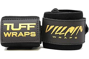 TuffWraps Villain Sidekick Wrist Wraps - No Thumb Loop Lifting Straps - Wrist Straps For Men & Women. Gym, Crossfit, Power Lifting, Body Building, Weightlifting, Deadlift