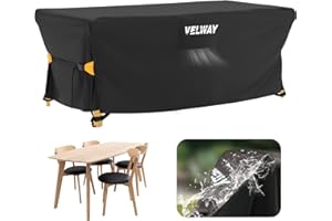Velway Funda para Muebles de Jardín Impermeable - Funda Mesa Jardin de Exterior Cubierta Protectora a Prueba de Viento para Muebles de Jardín Rectangular (Negro 170x95x74cm)