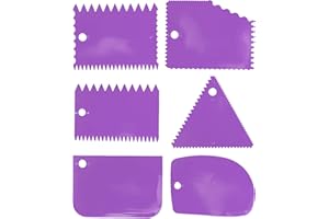 OWNFEEL 6 Pack Plastic Clay Scrapers, Pottery Clay Scraper Ceramic Serrated Tools, Plastic Sculpture Scraper for Pottery Ceramics Sculpture Carving Scraper, for Beginners DIY Crafting Sculpture (Purple)