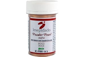 LESEPIDADO SRL Colorante Alimentare Polvere Perlato 3g Bronzo. Ideale per composti trasparenti: gelatine o glasse e per decorare pasta di zucchero, biscotti, torte, semifreddi, gelati