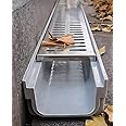 Blazea Channel Drain Kit for Concrete, Heavy Duty Metal Trench Drain System, Driveway/Garage/Yard/Patio Drain and Grates, Easy Installation(Size:15x10cm(6"x4"))