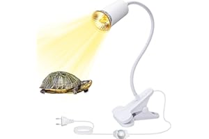 WPQIUZS Turtle Heat Lamp with 240 cm Cable, White Reptile Terrarium Lamp, UVA UVB Reptiles Heating Lamp with 40 cm Flexible Gooseneck, Terrarium Lamp Holder, Lamps for Turtles (No Bulb)